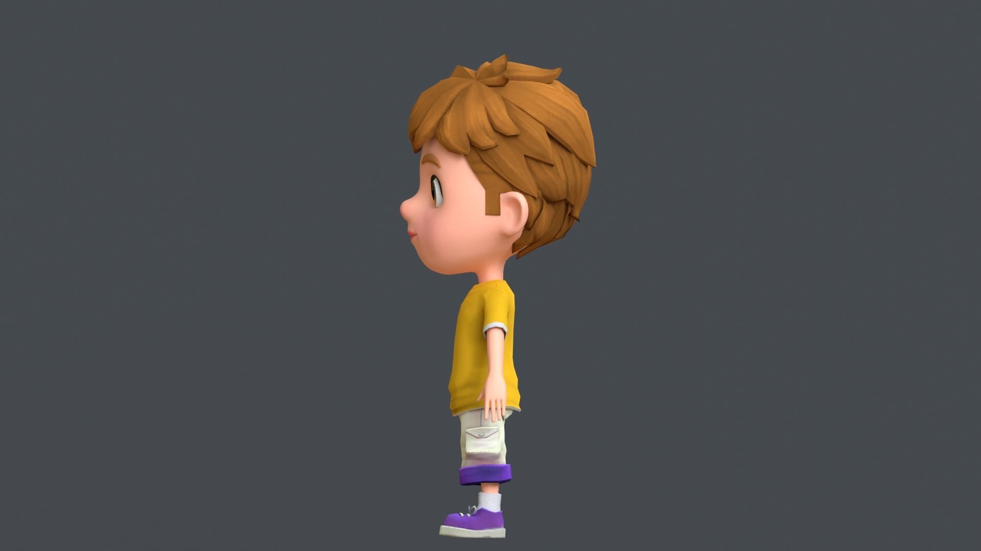 Kain Cartoon Boy Character Low-poly 3D model_7