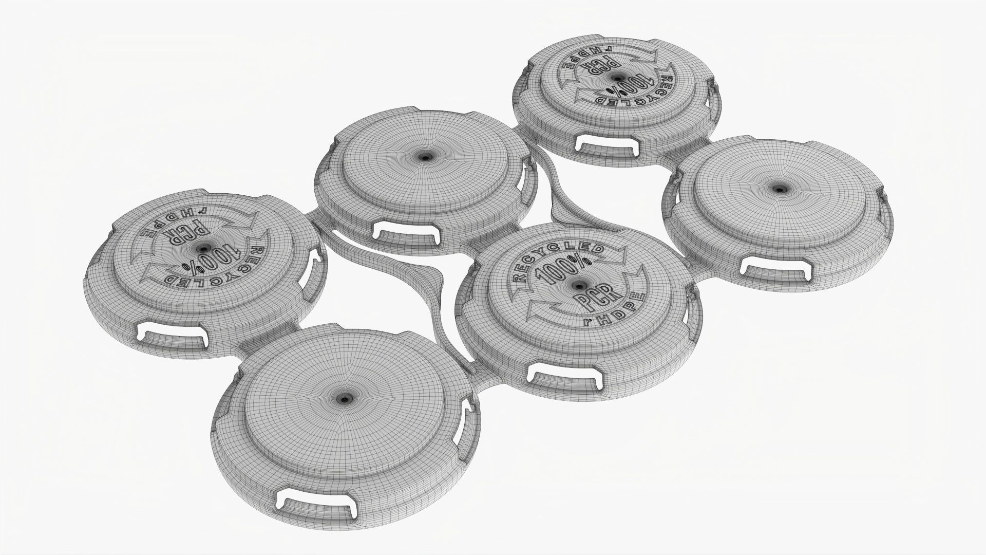 Clip PAK Carrier Handle Standard Can 6Pak 3D model_9