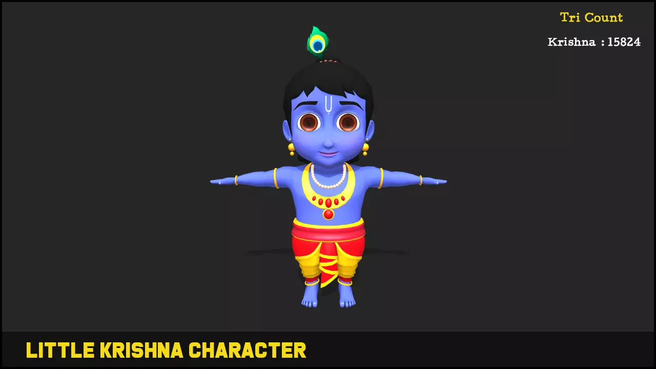 Little Krishna Low-poly 3D model