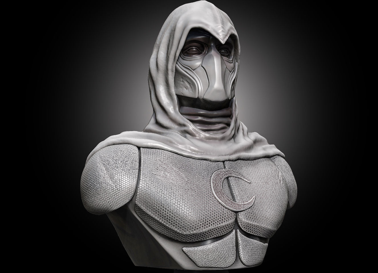Moon Knight Bust  3D print model_1