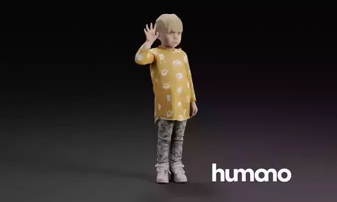 Humano Waving little girl 0905 3D model