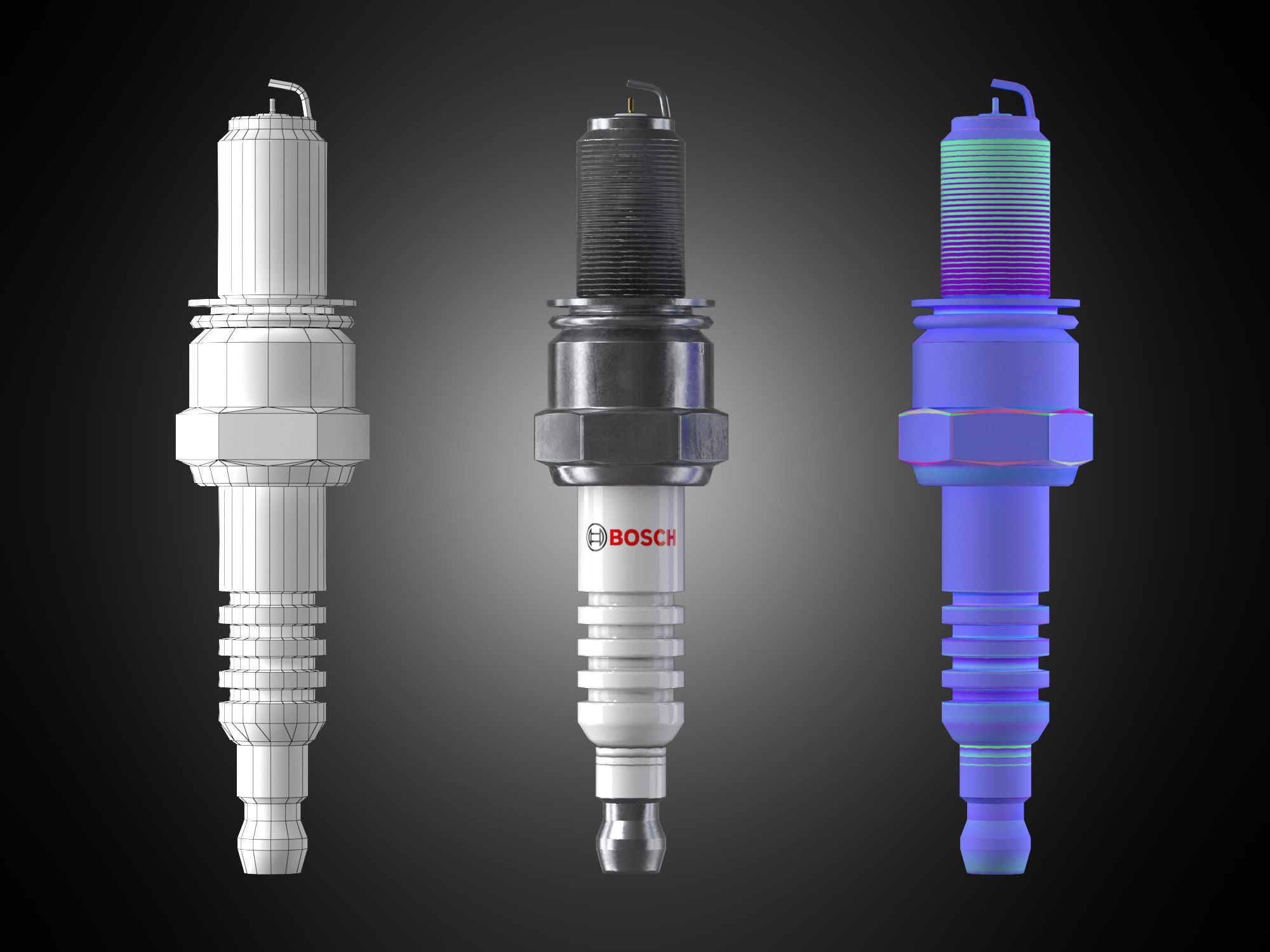 Spark plug Low-poly 3D model_9