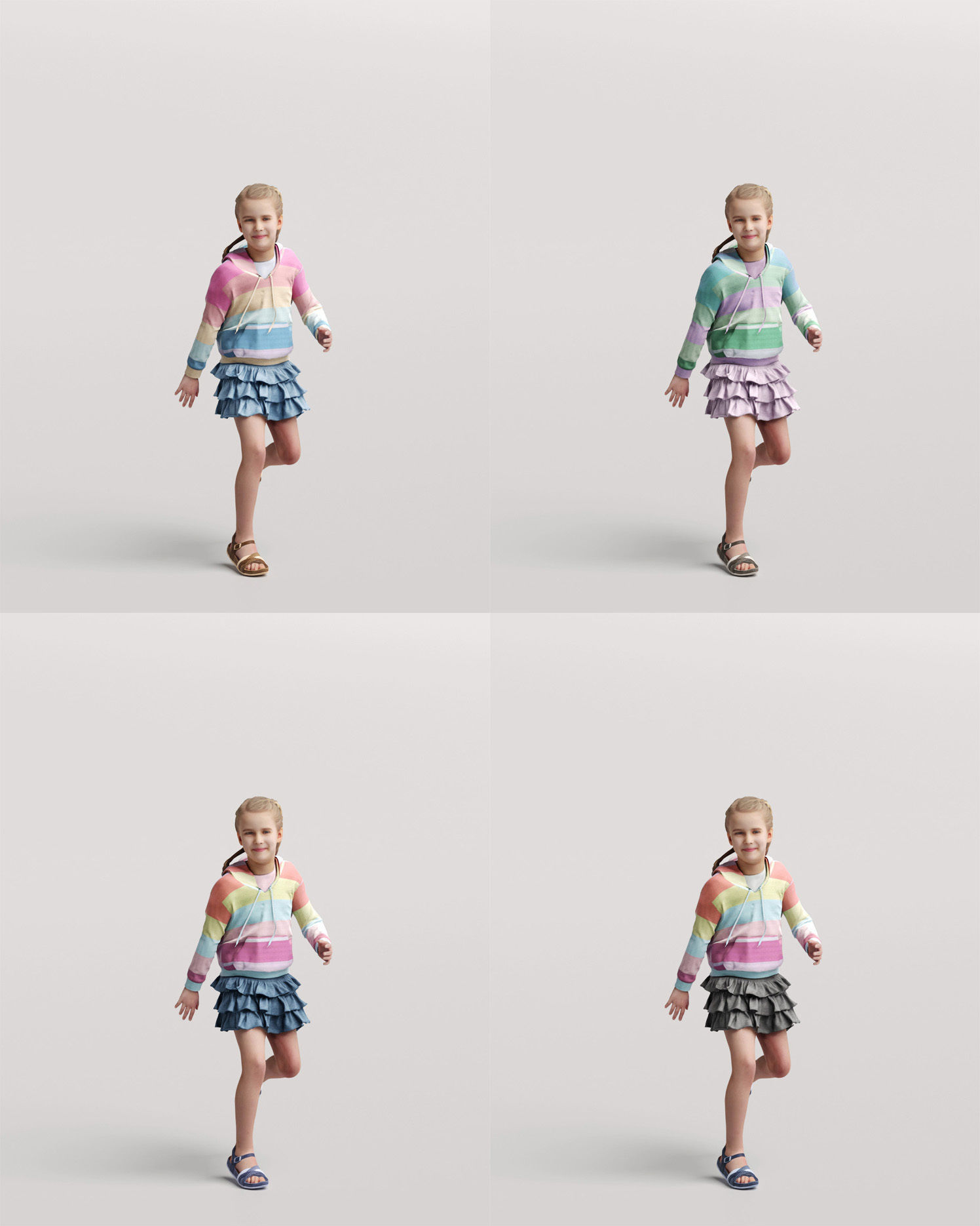 Humano Running young girl 0906 3D model_4