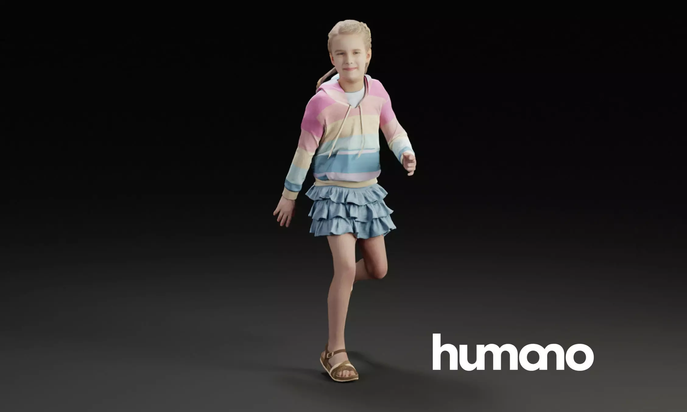 Humano Running young girl 0906 3D model_0