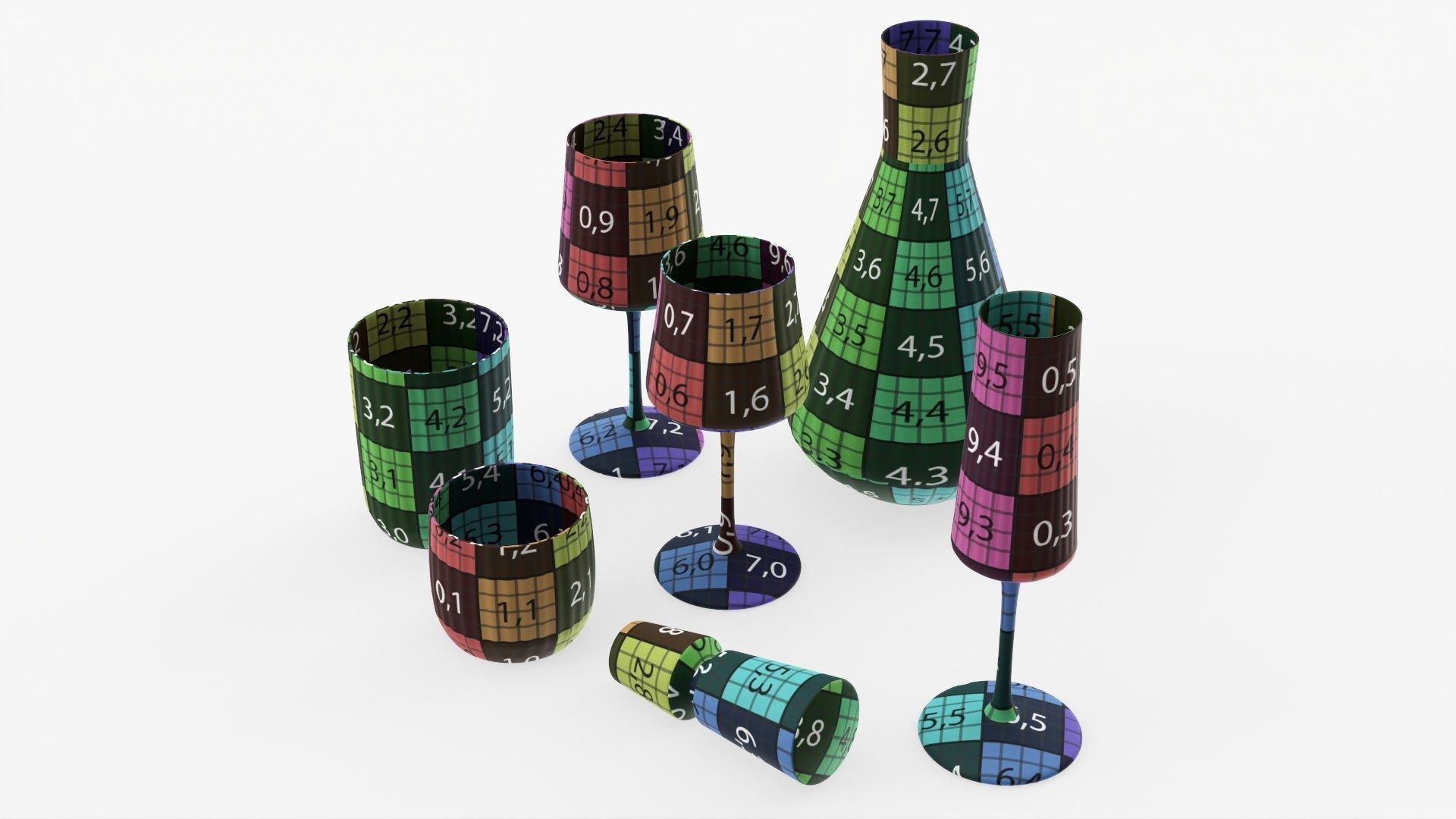 Drinkware collection set of glasses and wine glass 3D model_11