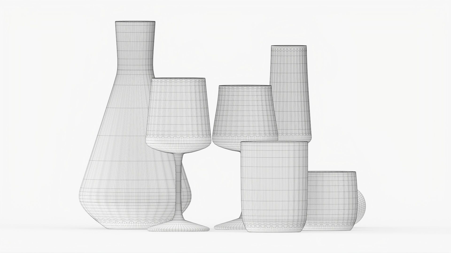 Drinkware collection set of glasses and wine glass 3D model_9