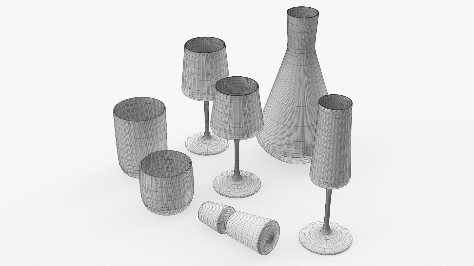 Drinkware collection set of glasses and wine glass 3D model_5