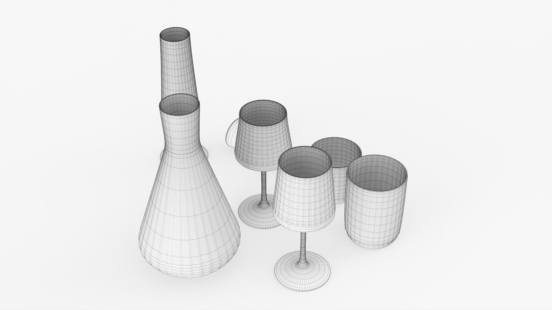 Drinkware collection set of glasses and wine glass 3D model_6