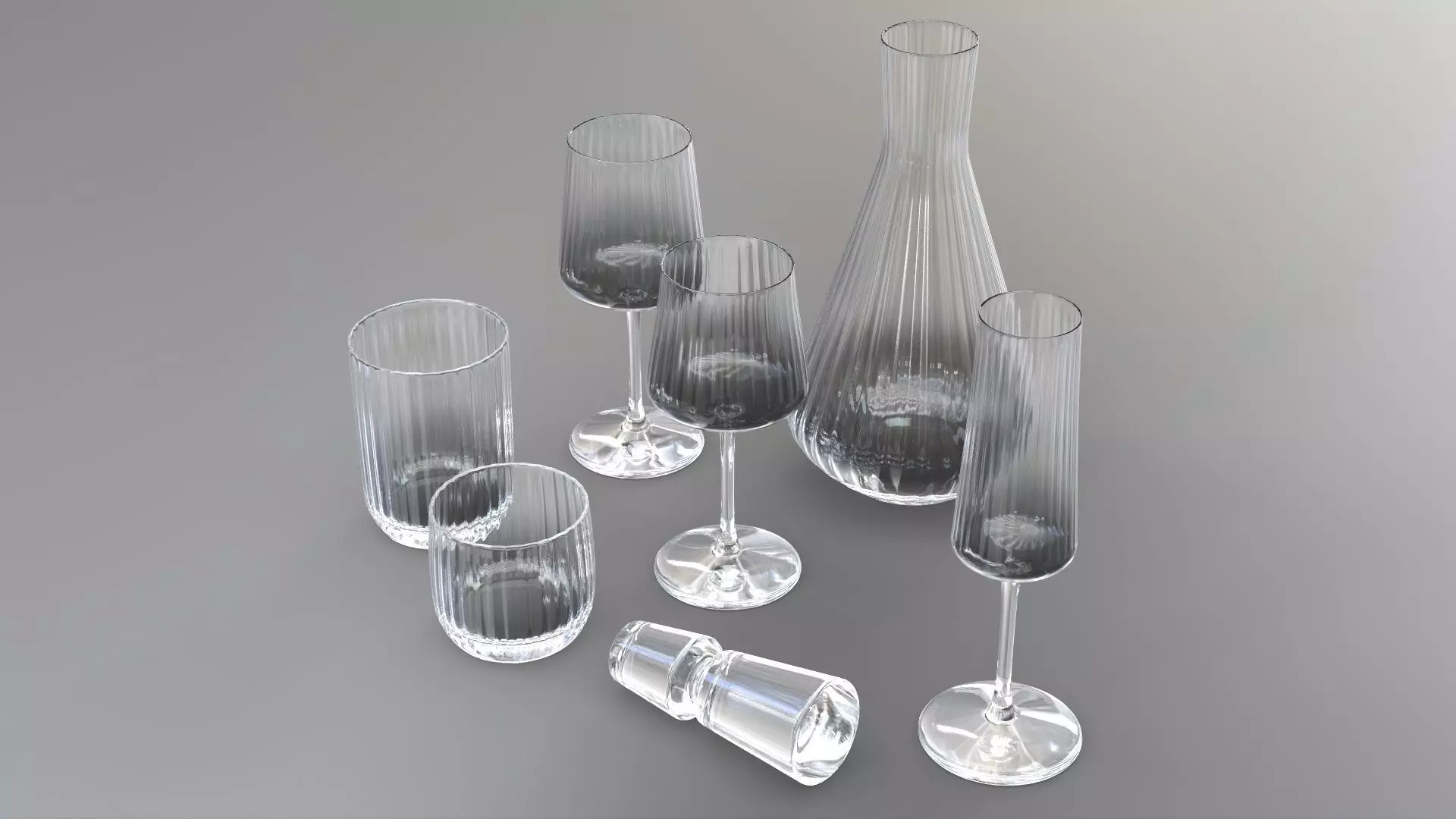 Drinkware collection set of glasses and wine glass 3D model_0