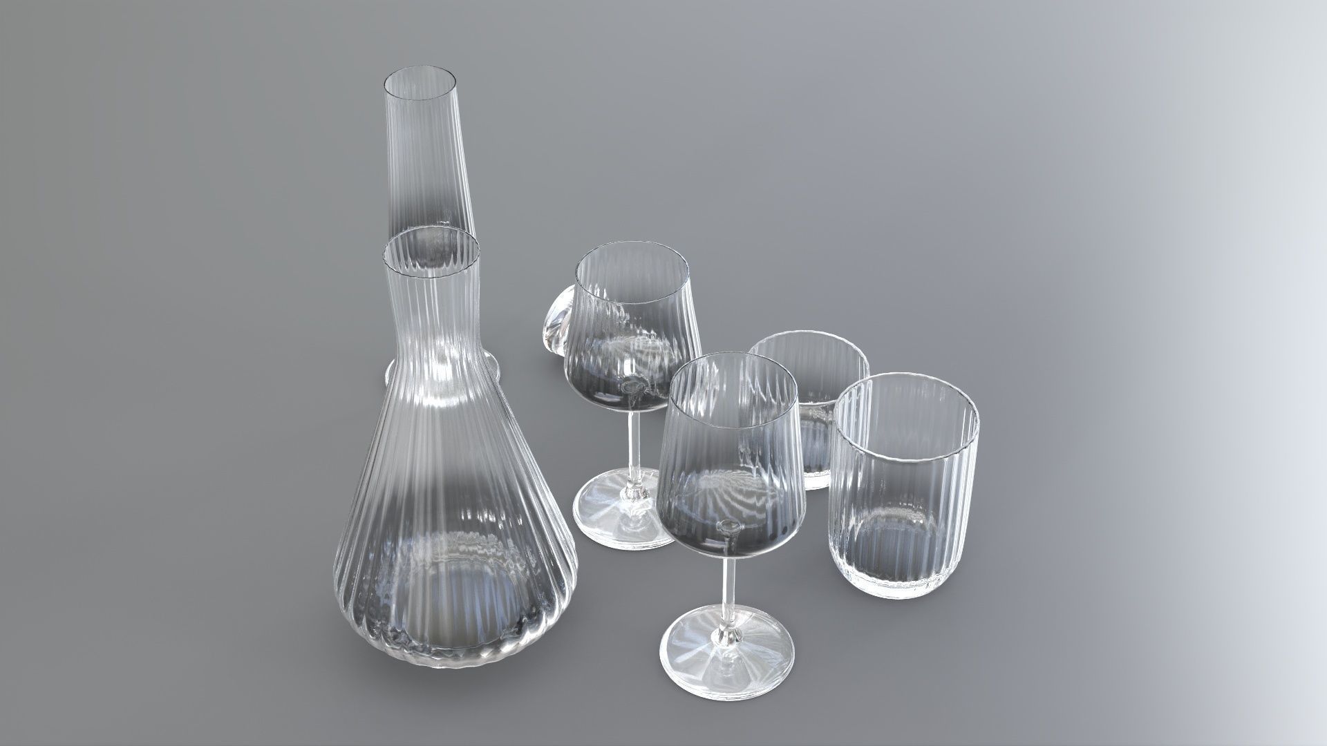 Drinkware collection set of glasses and wine glass 3D model_1