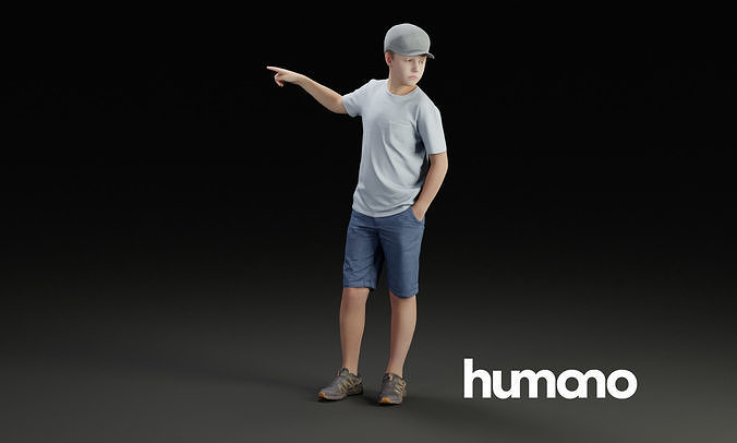 Humano Young pointing  boy 0907 3D model