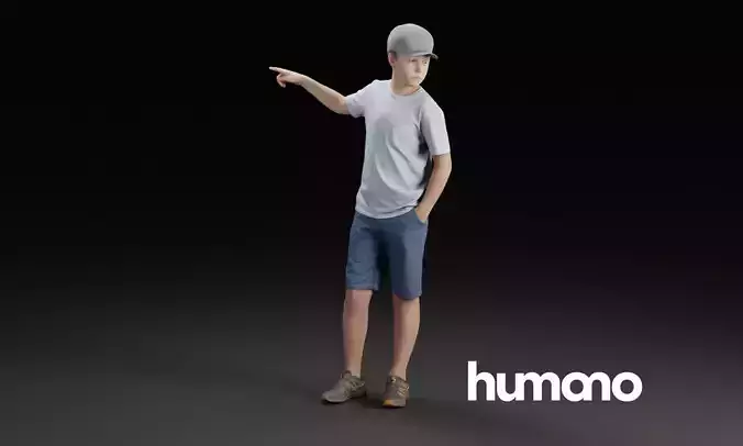 Humano Young pointing  boy 0907 3D model