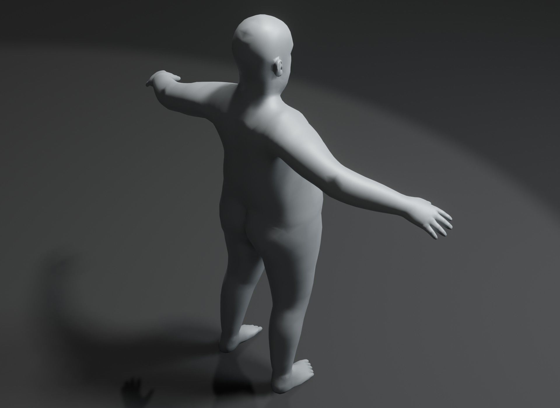 Fat Boy Kid Body Base Mesh 3D Model 10k Polygons Low-poly 3D model_16