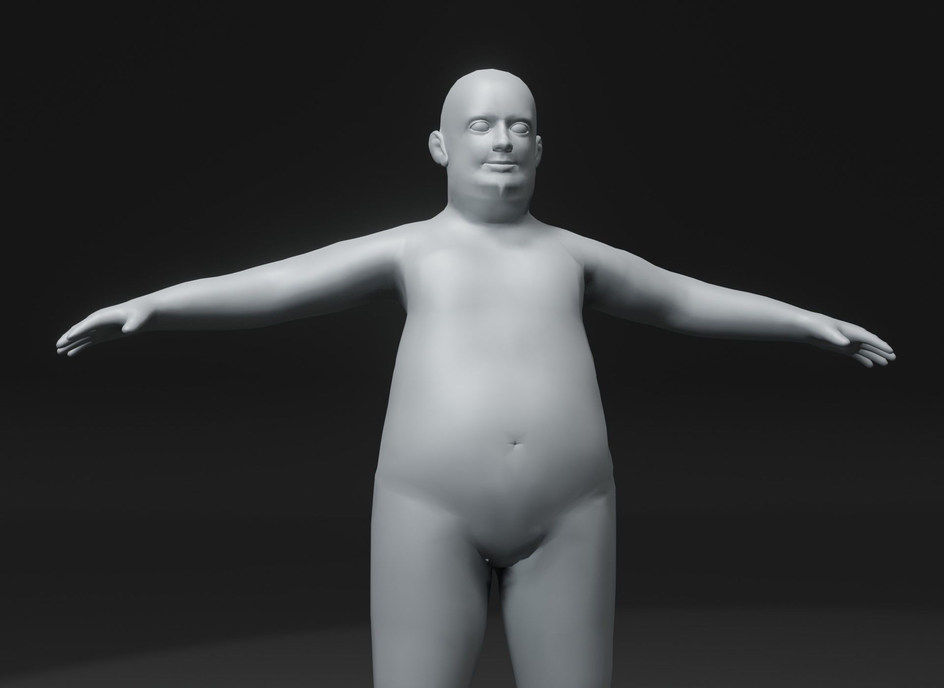 Fat Boy Kid Body Base Mesh 3D Model 10k Polygons Low-poly 3D model_2