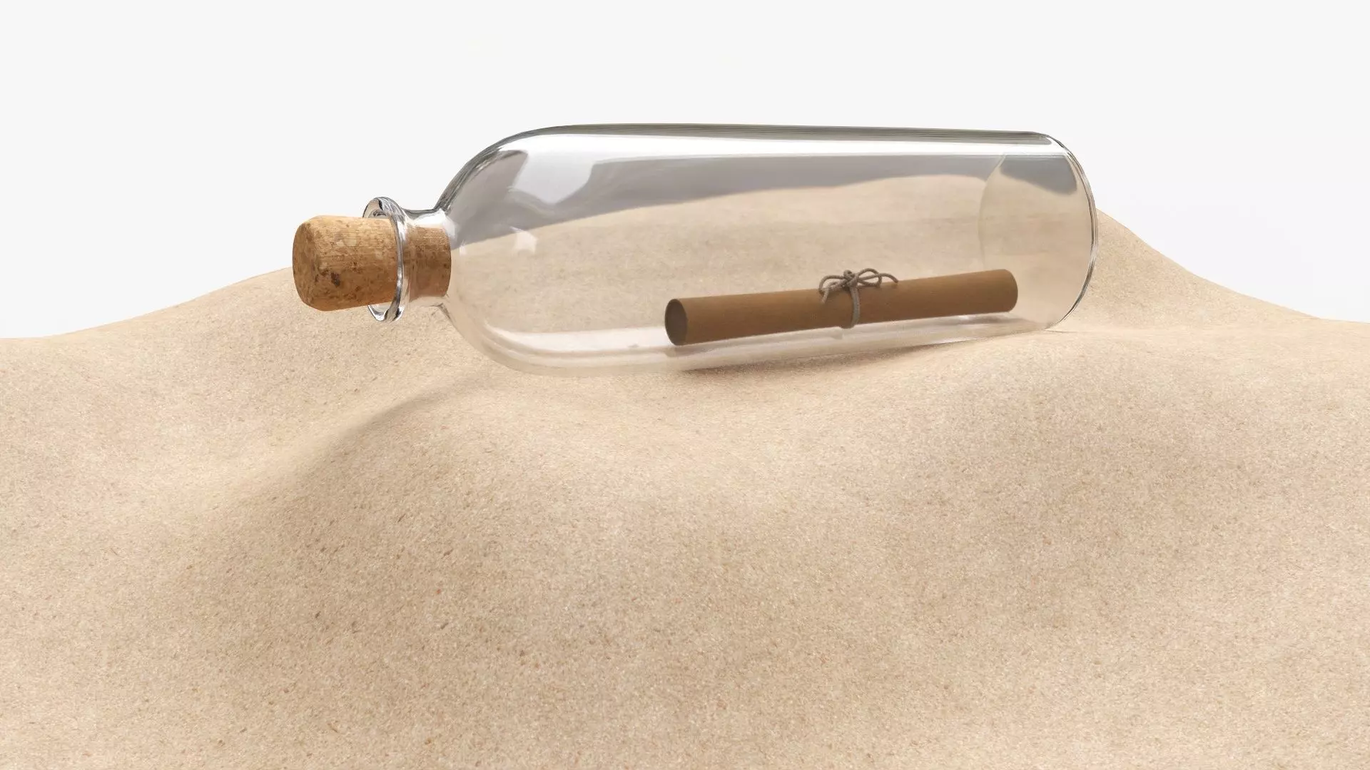 Glass bottle with message inside 3D model