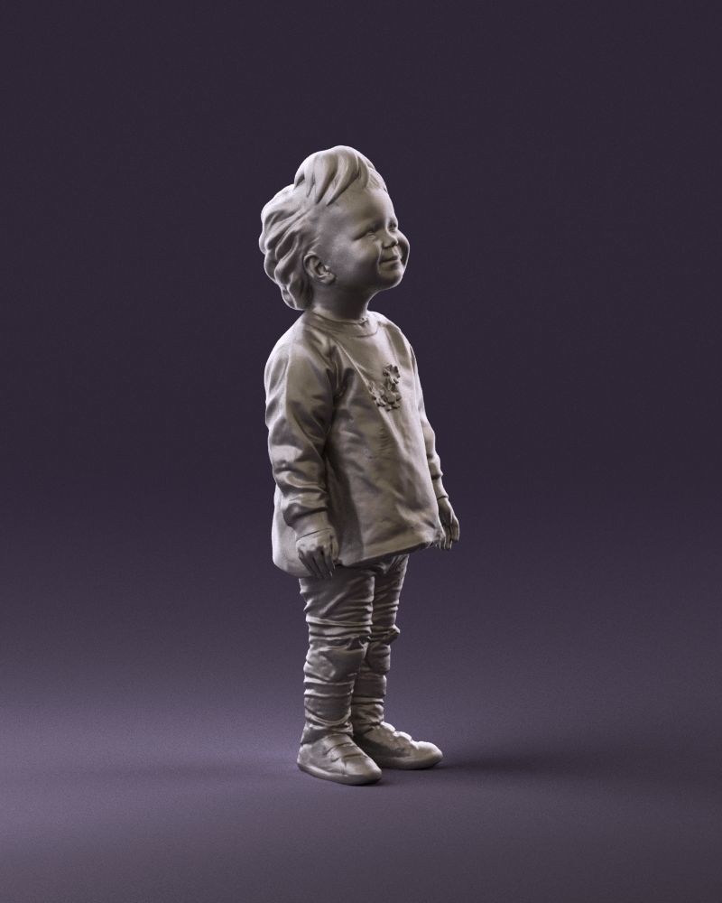 001046 little blonde kid in white 3D Print Ready 3D print model_3