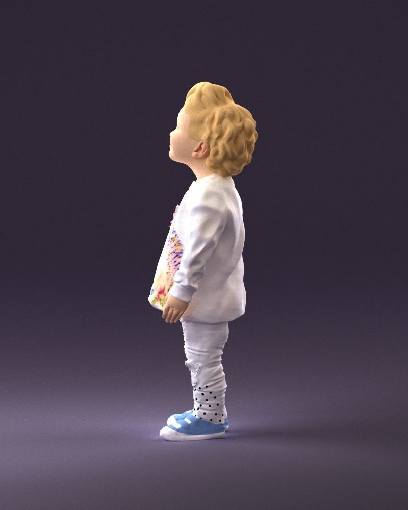 001046 little blonde kid in white 3D Print Ready 3D print model_20