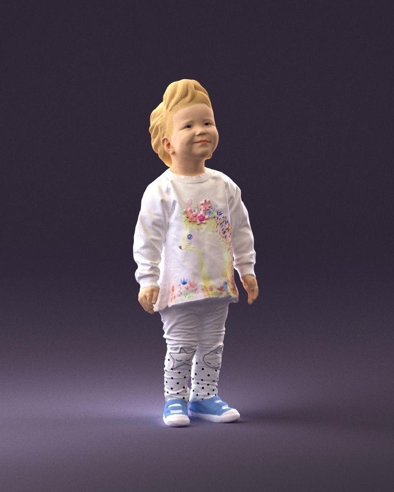 001046 little blonde kid in white 3D Print Ready 3D print model_14