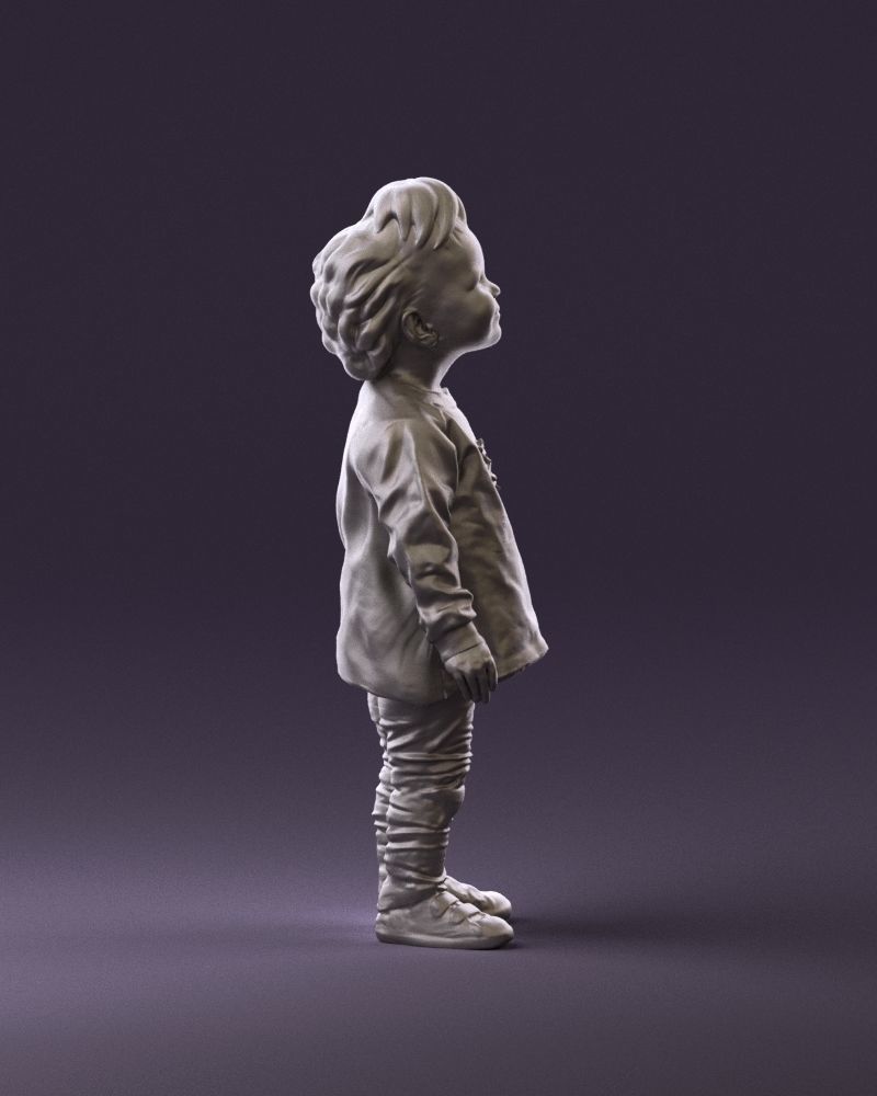001046 little blonde kid in white 3D Print Ready 3D print model_4