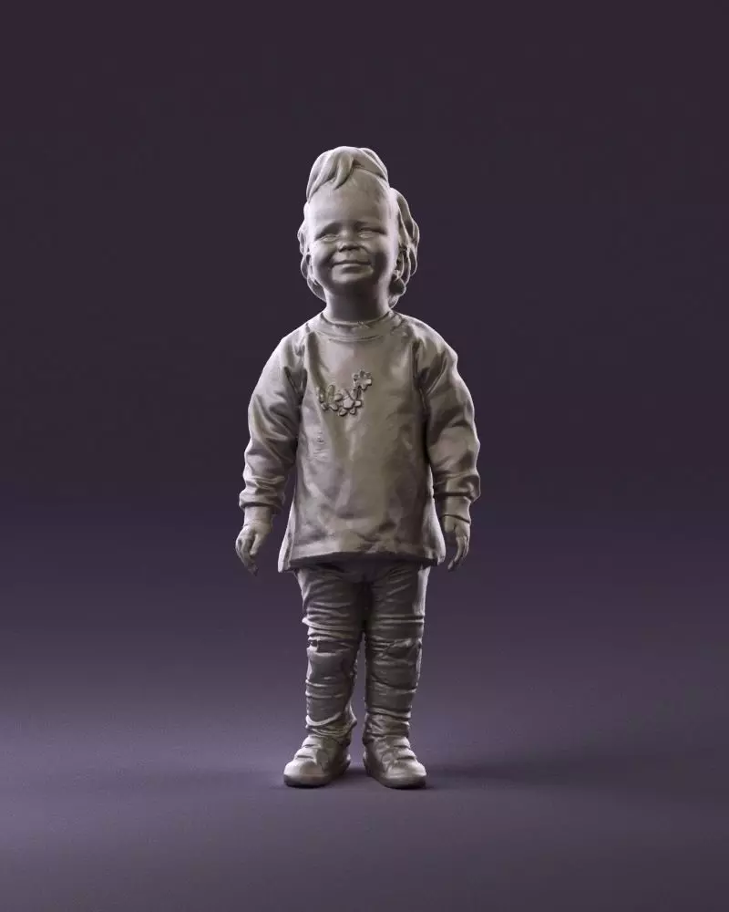 001046 little blonde kid in white 3D Print Ready 3D print model_0
