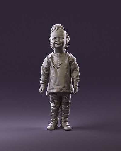 001046 little blonde kid in white 3D Print Ready 3D print model