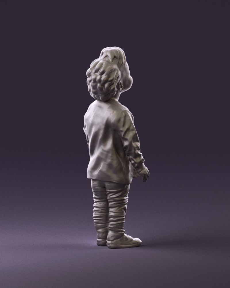 001046 little blonde kid in white 3D Print Ready 3D print model_5