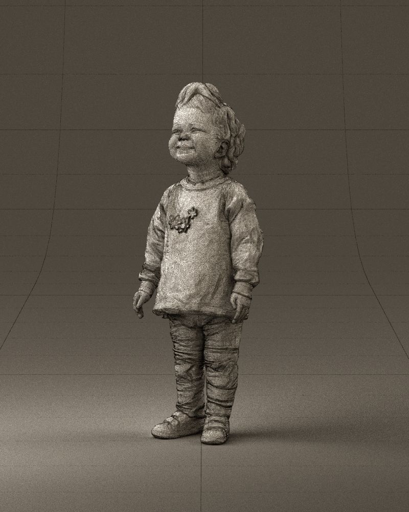 001046 little blonde kid in white 3D Print Ready 3D print model_34
