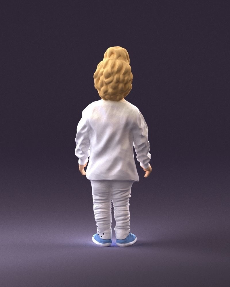 001046 little blonde kid in white 3D Print Ready 3D print model_18