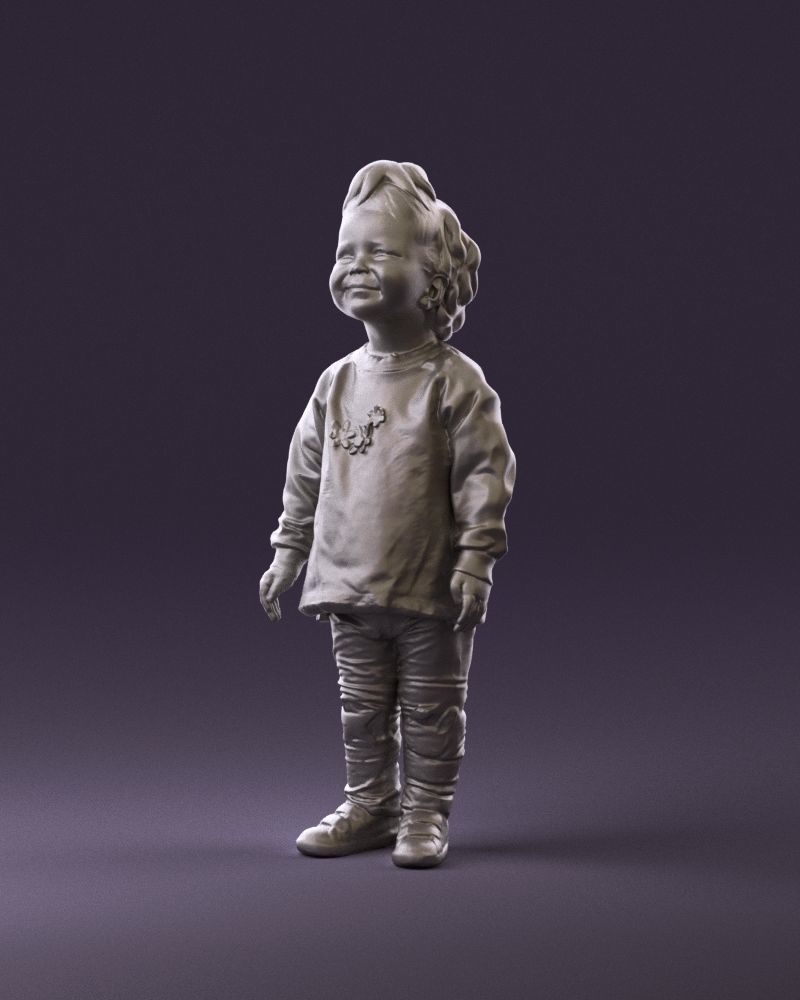001046 little blonde kid in white 3D Print Ready 3D print model_10