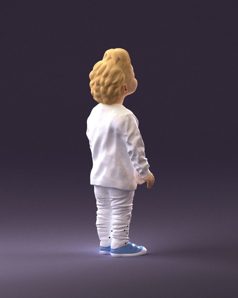 001046 little blonde kid in white 3D Print Ready 3D print model_17