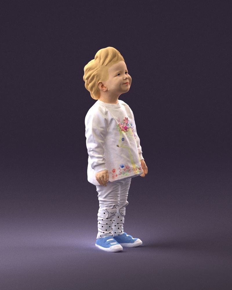 001046 little blonde kid in white 3D Print Ready 3D print model_15