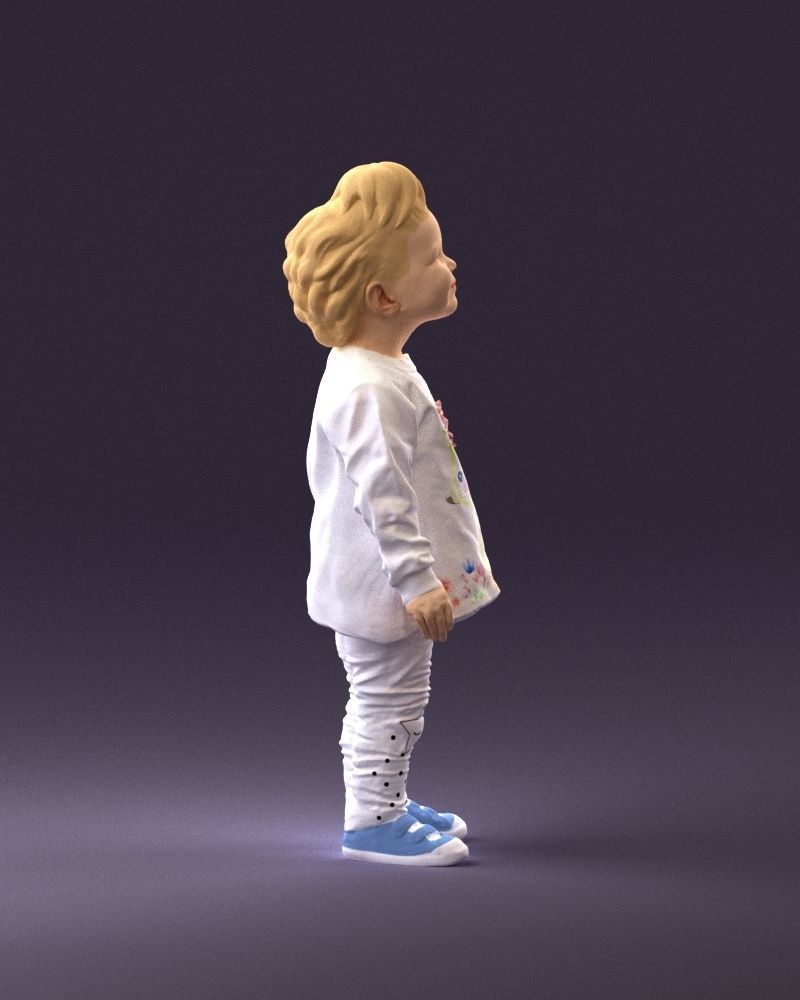 001046 little blonde kid in white 3D Print Ready 3D print model_16