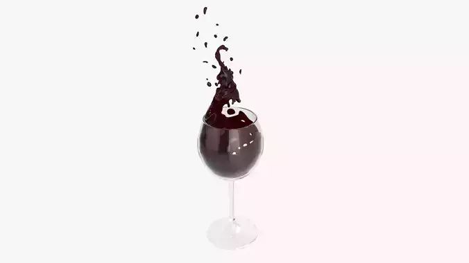 Wine glass with red wine splashing out