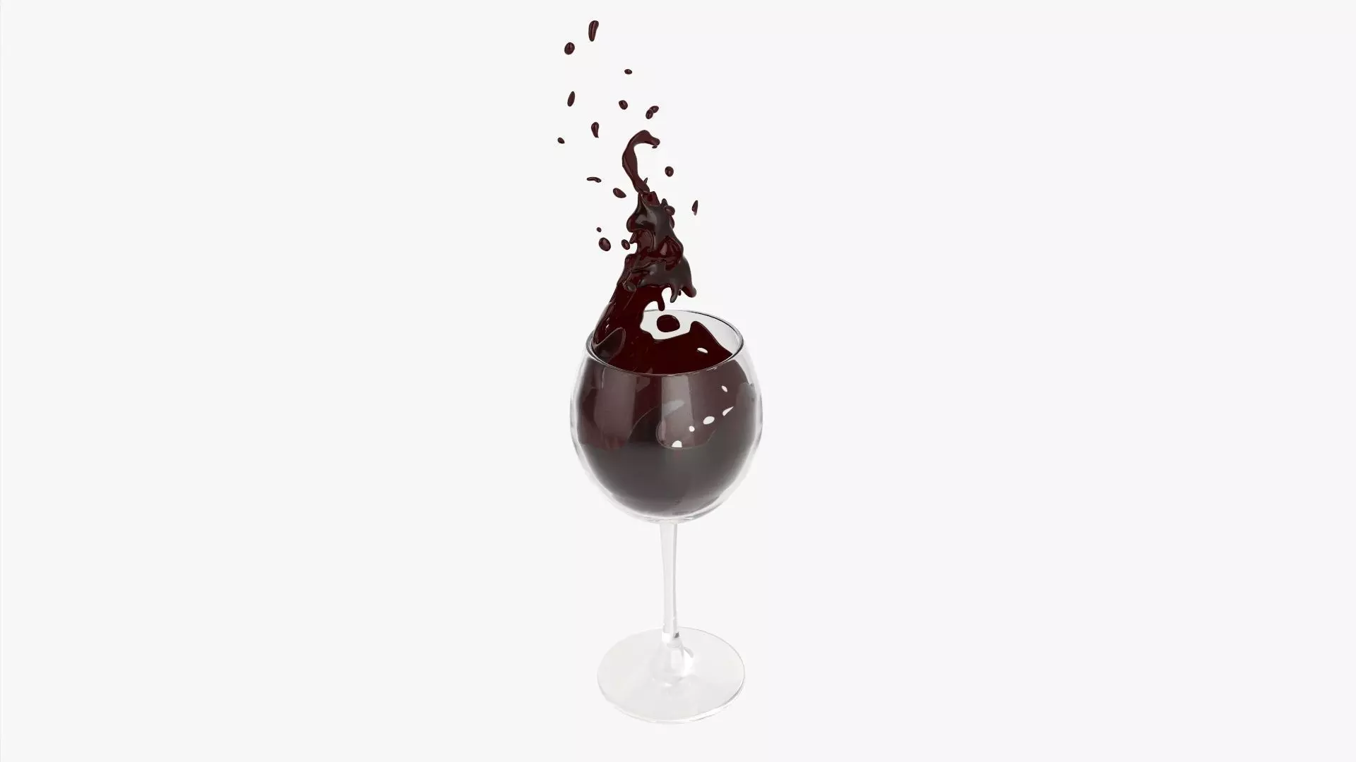 Wine glass with red wine splashing out 3D model