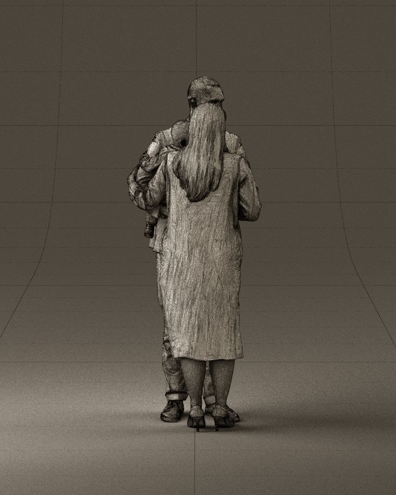 001048  man in gray suit woman in black baby 3D model_28