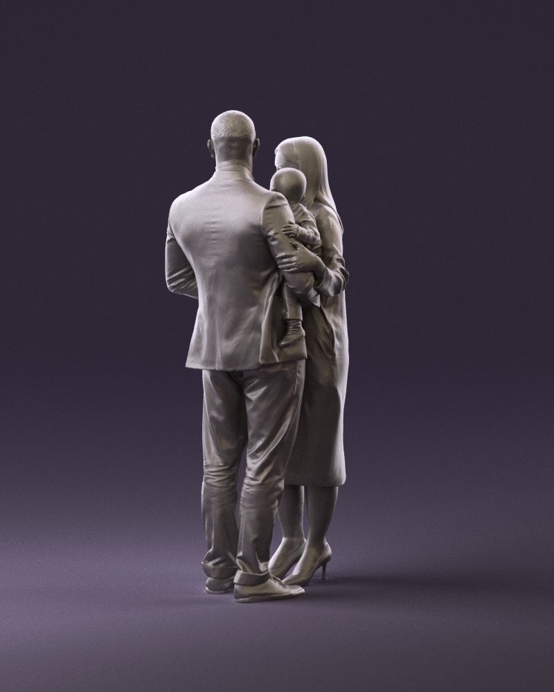 001048  man in gray suit woman in black baby 3D model_19