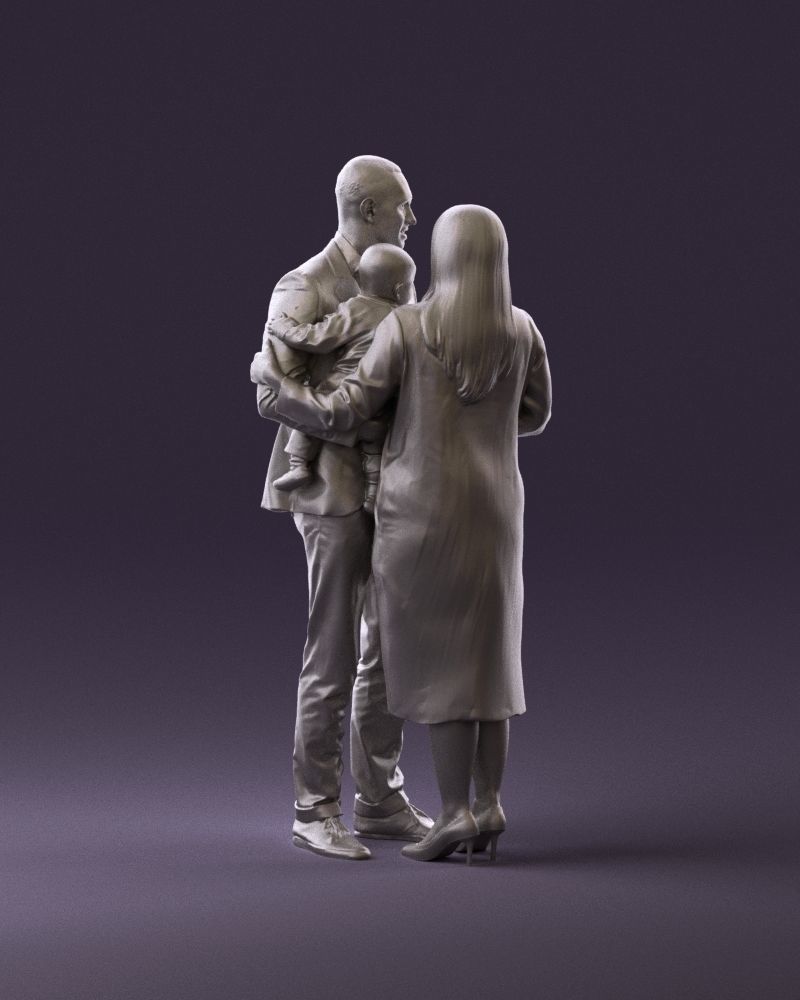 001048  man in gray suit woman in black baby 3D model_17
