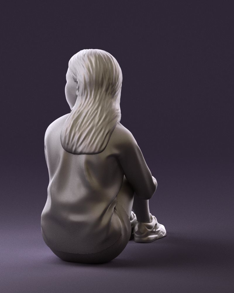 001049 young girl seat in redblack tshirt 3D model_19