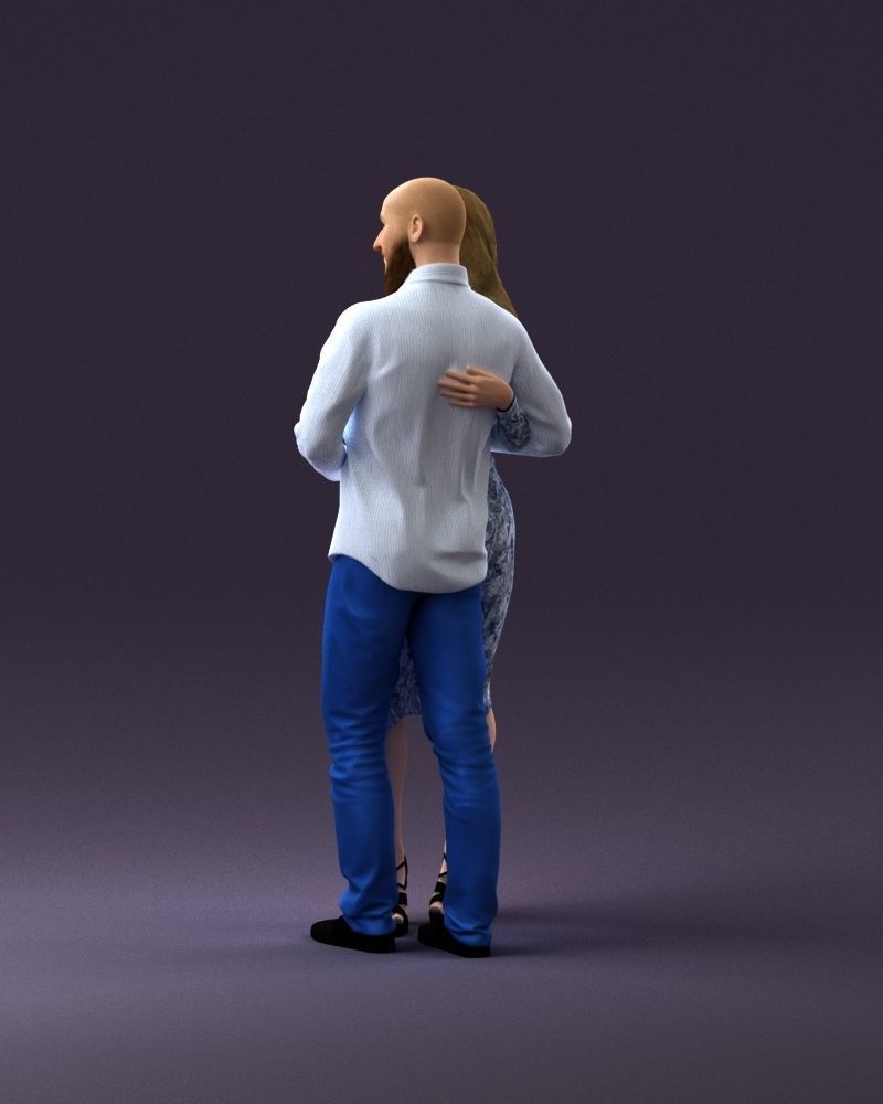001051 man in white top blue pants and woman 3D model_8