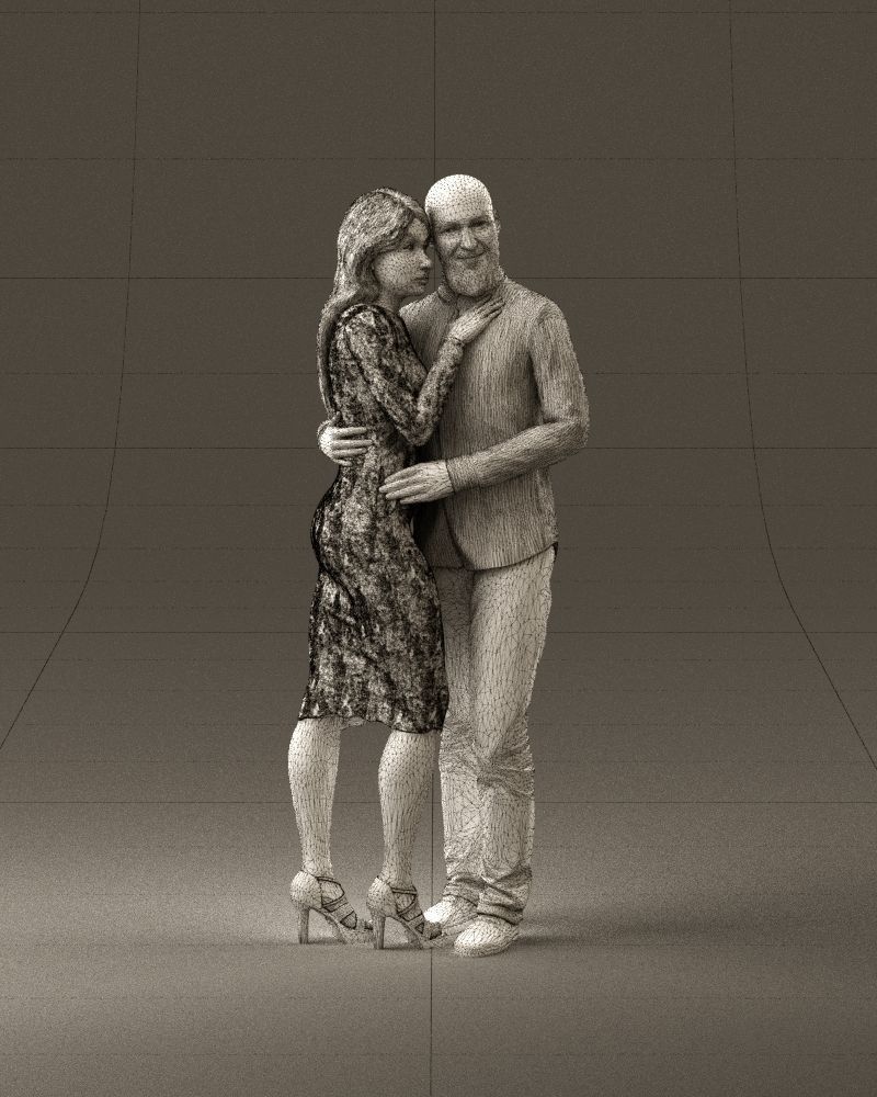 001051 man in white top blue pants and woman 3D model_26