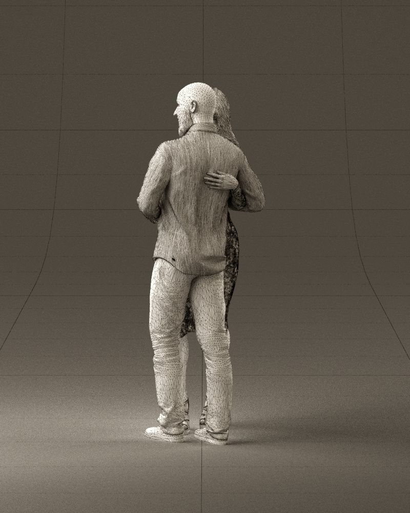 001051 man in white top blue pants and woman 3D model_32