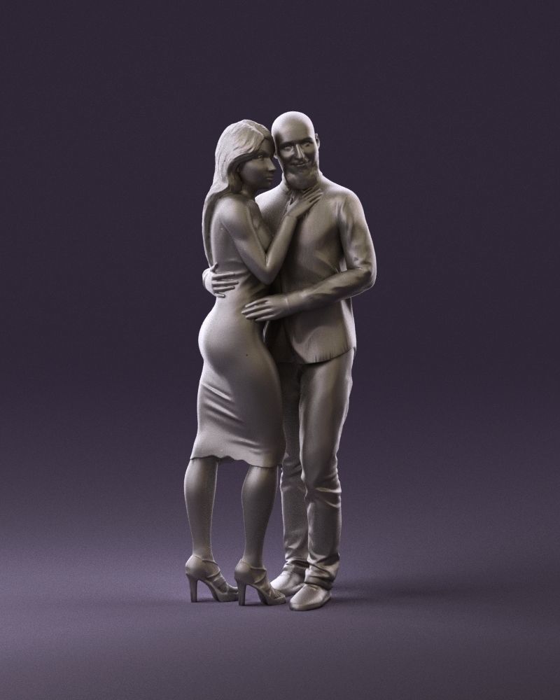 001051 man in white top blue pants and woman 3D model_14