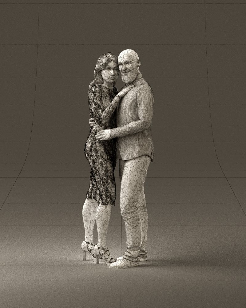 001051 man in white top blue pants and woman 3D model_35