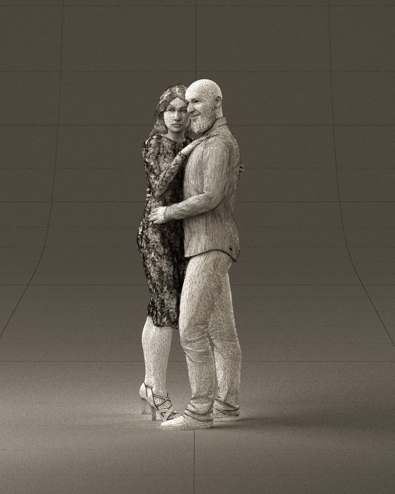 001051 man in white top blue pants and woman 3D model_34