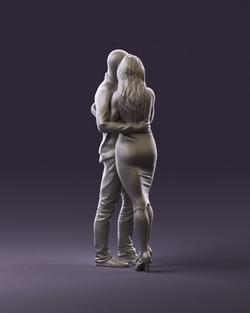 001051 man in white top blue pants and woman 3D model_17