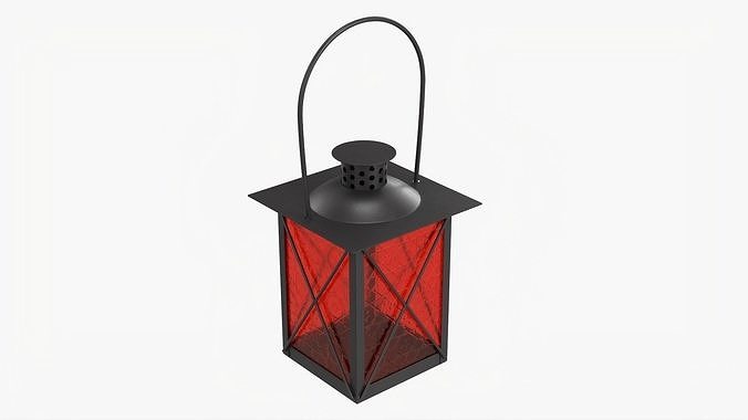 Metal lantern with windows and handle 3D model