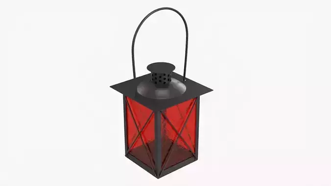 Metal lantern with windows and handle 3D model