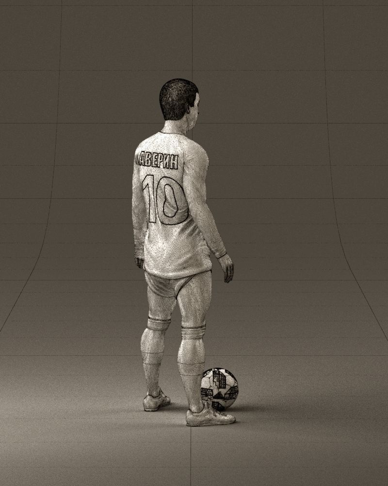 001053 soccerplayer red white uniform and ball 3D Print Ready 3D print model_29