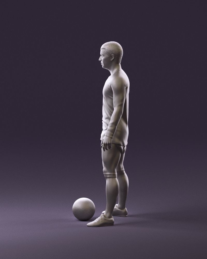 001053 soccerplayer red white uniform and ball 3D Print Ready 3D print model_8