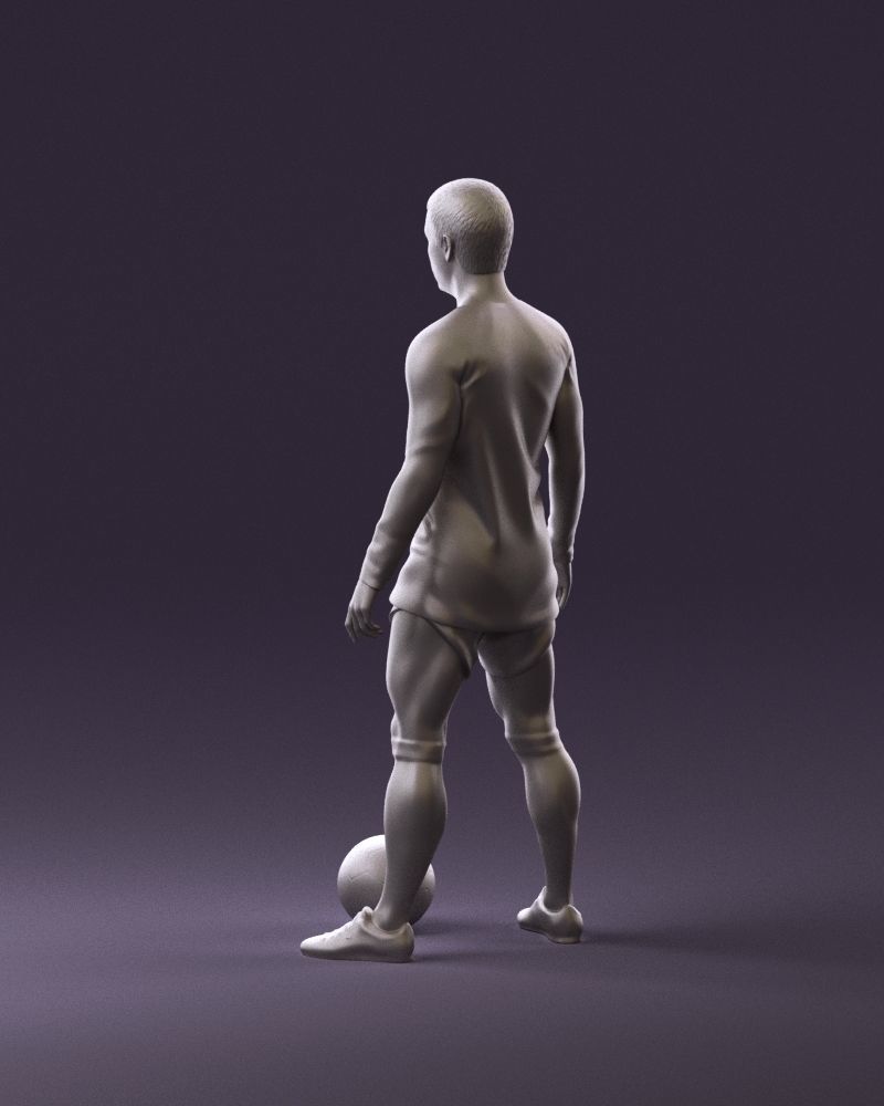 001053 soccerplayer red white uniform and ball 3D Print Ready 3D print model_7